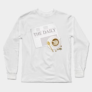 Morning Bliss: Newspaper & Coffee Delight Long Sleeve T-Shirt